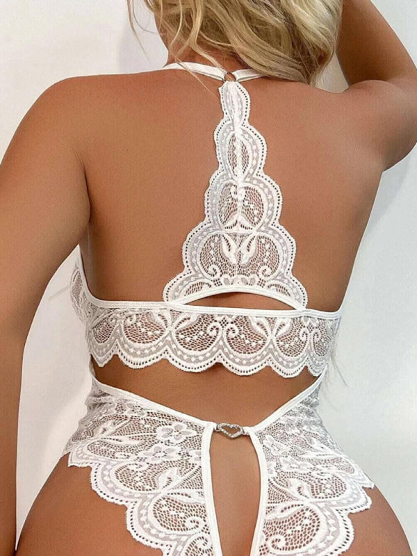 Women's lingerie crotchless elegant sexy transparent lace