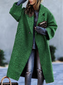 Women's Coat winter wool stylish long sleeve loose without belt