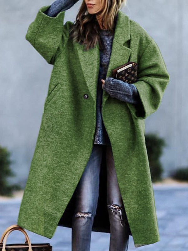 Women's Coat winter wool stylish long sleeve loose without belt