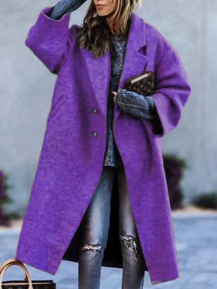 Women's Coat winter wool stylish long sleeve loose without belt