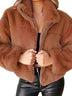Women's short jacket warm plush elegant cardigan zipper