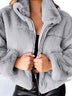 Women's short jacket warm plush elegant cardigan zipper