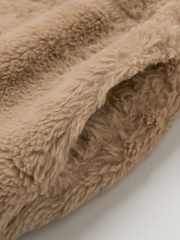 Veste courte cardigan élégant en peluche chaude avec fermeture éclair 