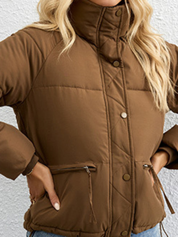 Women's jacket short warm Padded with zipper elegant thick coat