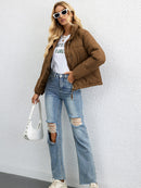 Veste femme courte chaude rembourrée avec fermeture épais élégante-10