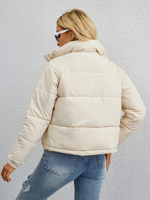 Women's jacket short warm Padded with zipper elegant thick coat