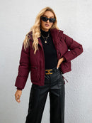 Women's jacket short warm Padded with zipper elegant thick coat