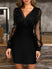 Women's dress evening sequined elegant mesh sleeves patchwork