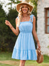 Women's Mini Dress flared with ruffles sleeveless with tied shoulders