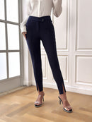 Women's pants fitted Elegant , slim fit with front slit, split for the office