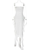 Vestido de noche envuelve el pecho con abertura en la pierna expuesta-8