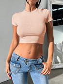 Women's t-shirt short elegant, short sleeves, slim fit, solid color