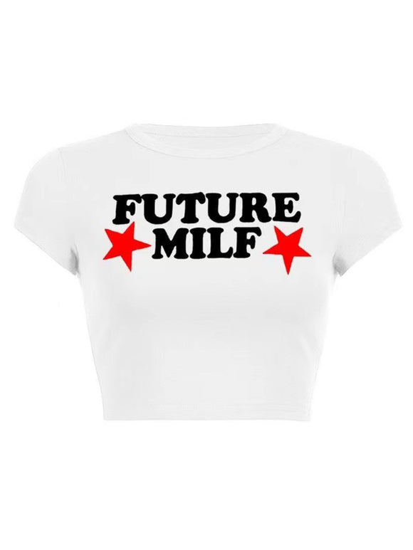 Women's T-Shirt Trendy Short Tight Lettering printed elegant, streetwear