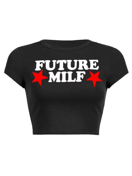 Women's T-Shirt Trendy Short Tight Lettering printed elegant, streetwear