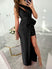 Evening Dress Long split, sexy, off the shoulder, cutouts on one shoulder
