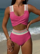 Women's swimsuit Tankini two-piece ribbed twisted front