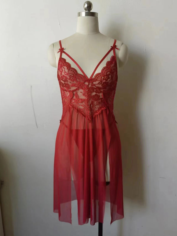 Women's lingerie nightgown sexy embroidered lace with straps