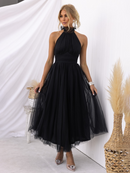 Women's dress party halter neck, backless elegant, off shoulders