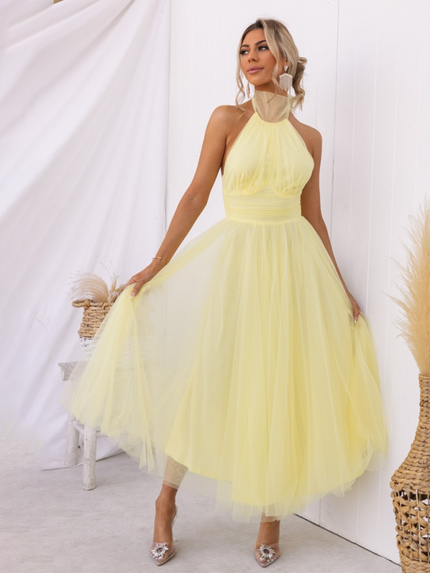 Women's dress party halter neck, backless elegant, off shoulders