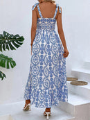 Women's Dress Maxi straps and slit on the thigh elegant, printed