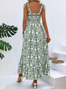 Women's Dress Maxi straps and slit on the thigh elegant, printed