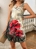 Women's Mini Dress printed sleeveless, casual, vintage, high quality