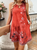 Women's Mini Dress printed sleeveless, casual, vintage, high quality