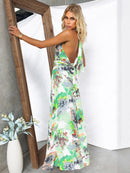 Women's Dress A-line elegant, sexy backless, printed, lace-up, Adjustable