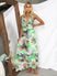 Women's Dress A-line elegant, sexy backless, printed, lace-up, Adjustable