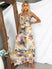 Women's Dress A-line elegant, sexy backless, printed, lace-up, Adjustable