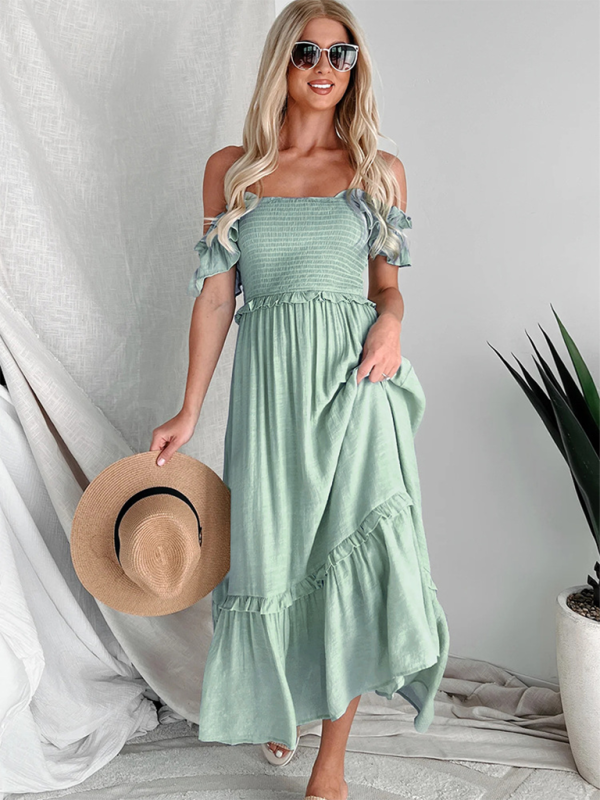 Women's dress  long bohemian backless elegant  solid color