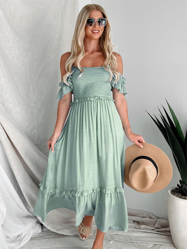 Women's dress  long bohemian backless elegant  solid color