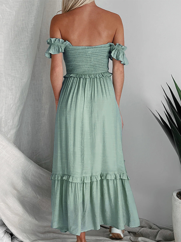 Women's dress  long bohemian backless elegant  solid color