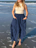 Women's pants drawstring, wide leg with pockets, loose casual