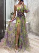 Women's dress evening off shoulder elegant slanted collar-11