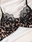 Women's lingerie set elegant sexy leopard print comfortable lace
