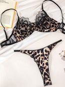 Women's lingerie set elegant sexy leopard print comfortable lace