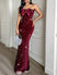 Women's Sexy Maxi Dress Elegant Strapless Sequin Evening Gown