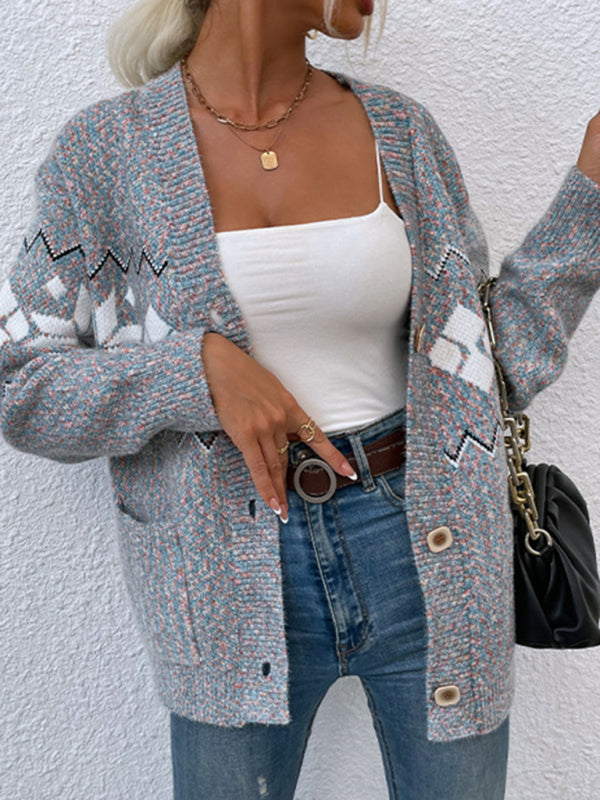 Women's cardigan knitted open elegant, long sleeves, buttoned.