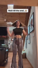 Pantalones ajustados acampanados elásticos de mujer, estampados y sexy -2