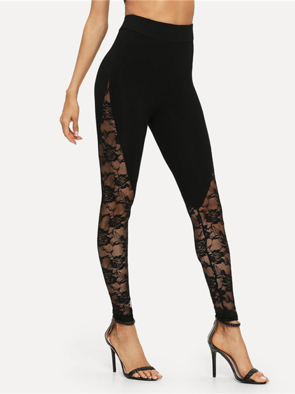 Women's leggings floral lace sports yoga, sexy hollow lace stitching