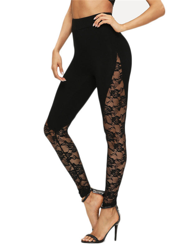 Women's leggings floral lace sports yoga, sexy hollow lace stitching