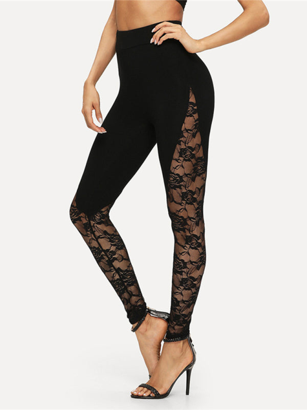Women's leggings floral lace sports yoga, sexy hollow lace stitching