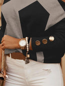 Women's shirt buttoned with geometric and printed pattern, halter neck