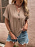 Women's T-shirt V-neck casual short-sleeved, decorative solid button