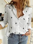Women's shirt linen, loose, casual, long sleeve, solid color, spring, fall