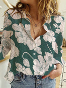 Women's shirt linen, loose, casual, long sleeve, solid color, spring, fall