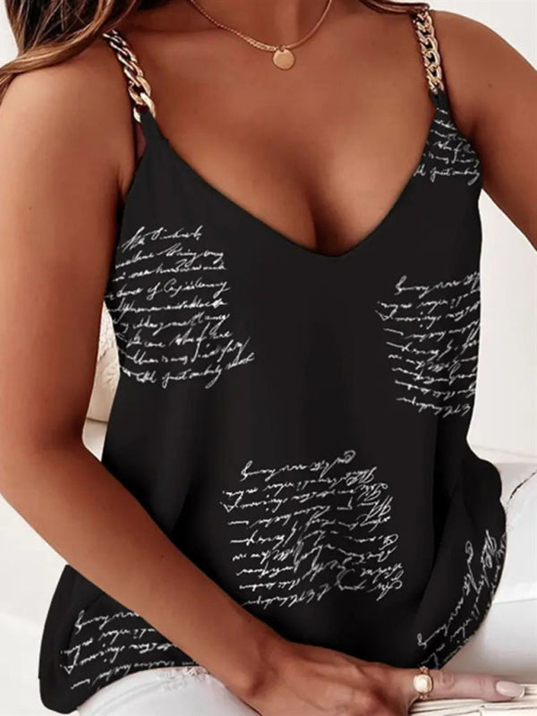 Women's Tank Top elegant simple sleeveless print chain camisole