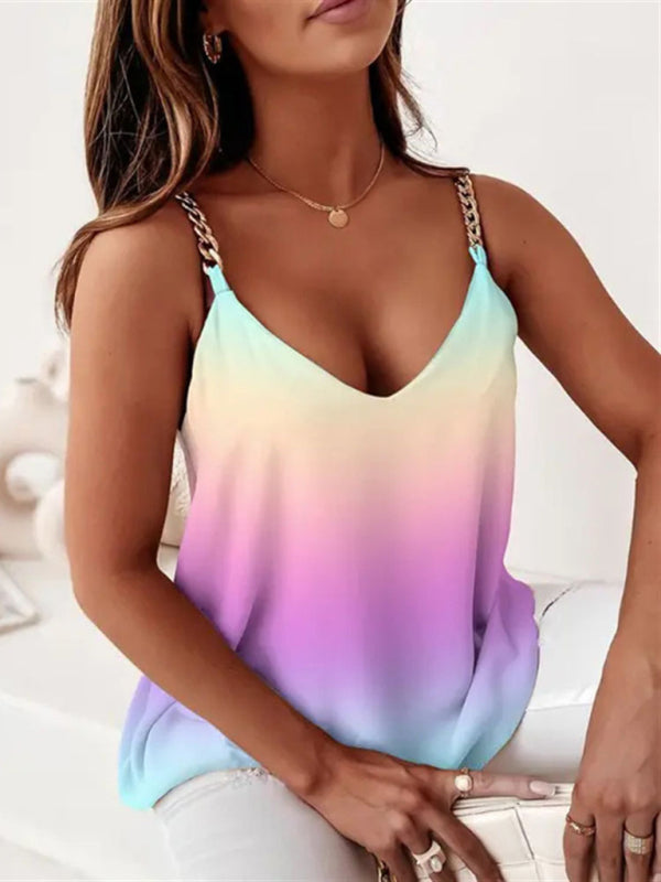 Women's Tank Top elegant simple sleeveless print chain camisole