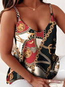 Women's Tank Top elegant simple sleeveless print chain camisole